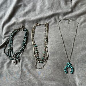 Turquoise and Silver Necklace Set
